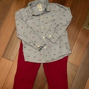Carter’s button up shirt and pant set